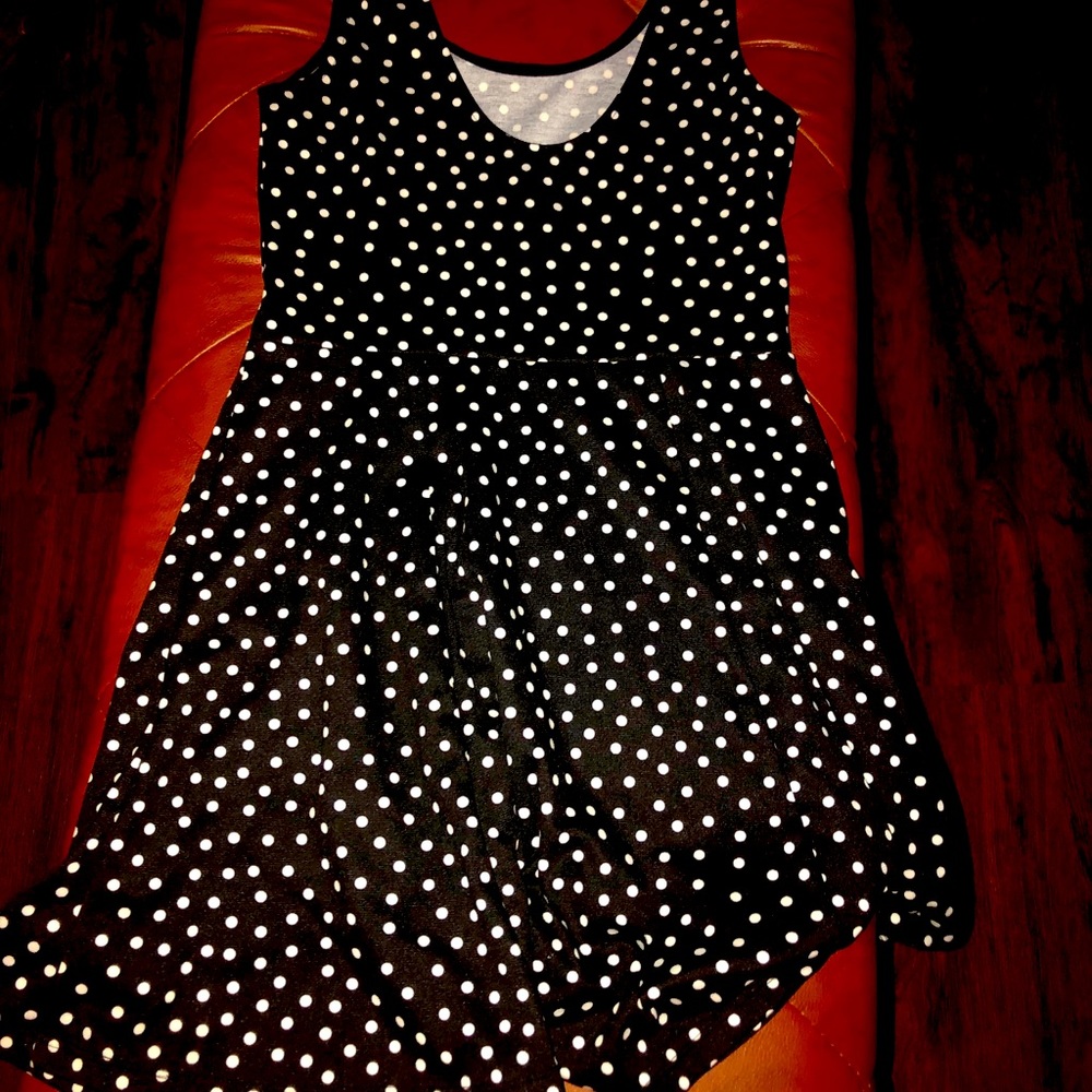 Black H&M mini cute  dress with white Polka dots